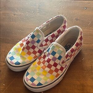 Vans Kids Colorful Checkered Slip-On Sneakers
